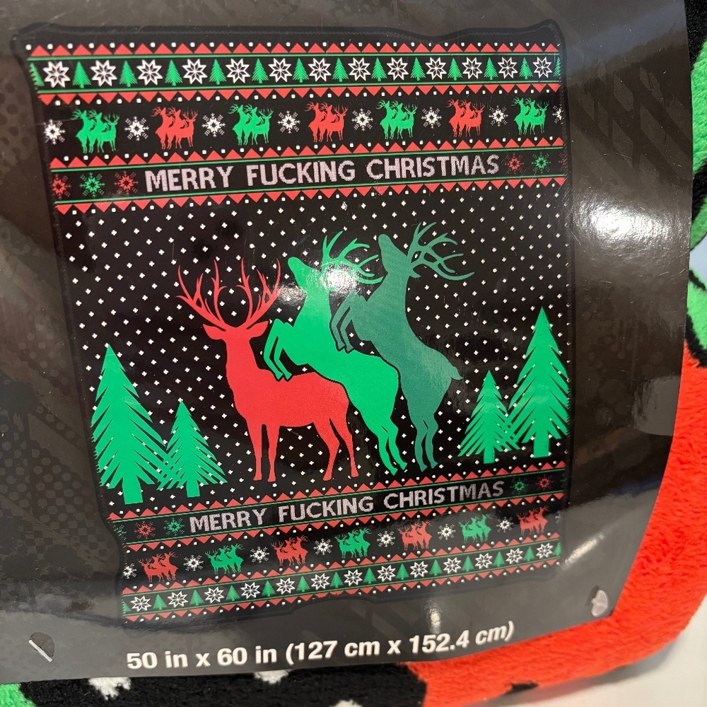 NWT Spencer’s Merry F*cking Christmas Super Soft Throw Blanket